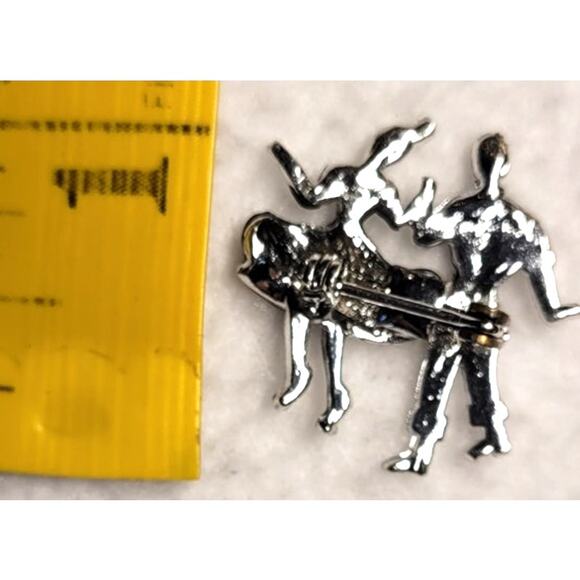 Vintage Rockabilly 50's Silvertone Dancers Man Women Couple Lapel Pin Brooch - Picture 3 of 4